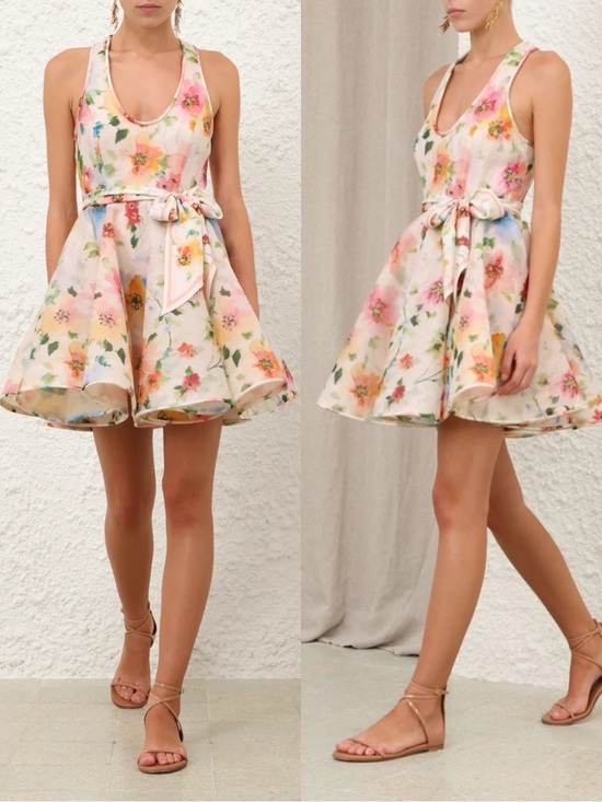 Zimmermann Dresses & Skirts - Zimmermann Alchemy Racerback Linen & Silk Skater Minidress, Size 2 = US 6/8